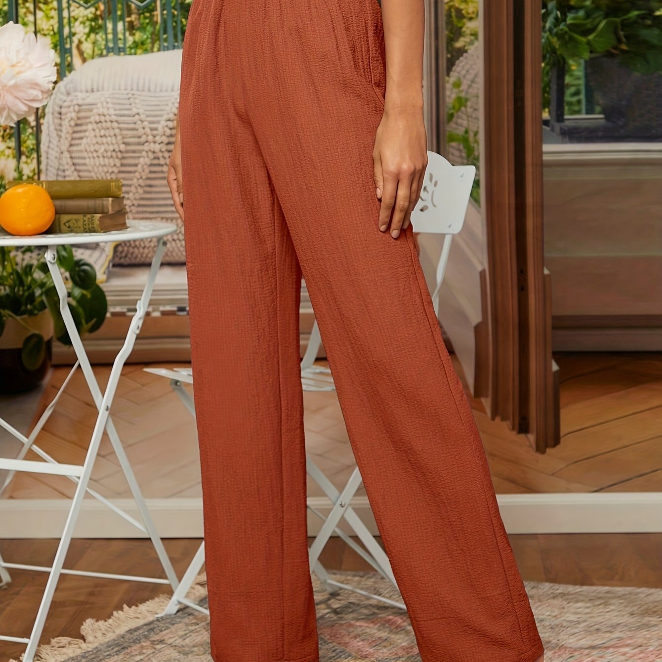 Pantalon Décontracté Élastique Femme, coupe droite