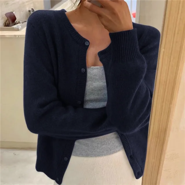Cardigan Uni en Maille Stylé Femme