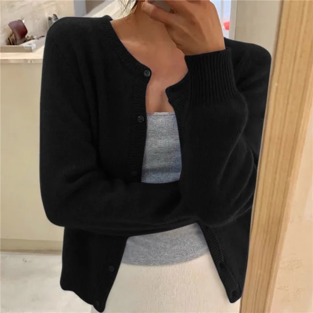 Cardigan Uni en Maille Stylé Femme