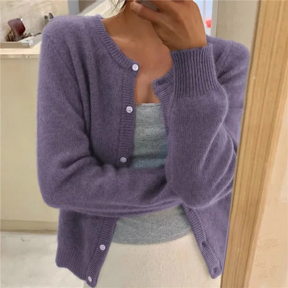 Cardigan Uni en Maille Stylé Femme