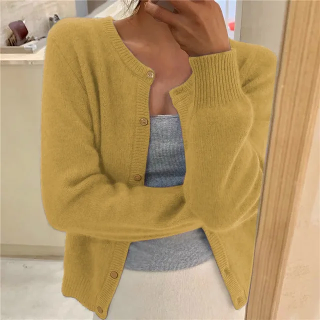 Cardigan Uni en Maille Stylé Femme
