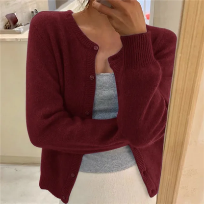 Cardigan Uni en Maille Stylé Femme