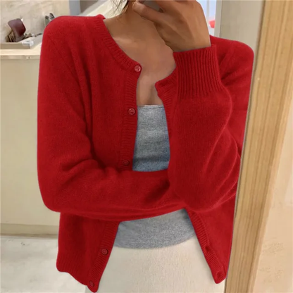 Cardigan Uni en Maille Stylé Femme