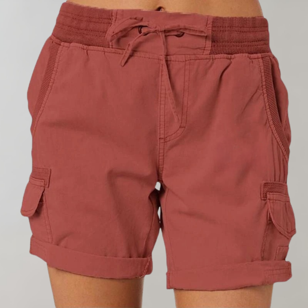 Short Stylé Élastique Femme, multi-poches